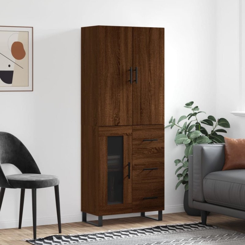 vidaXL Vysoká skrinka hnedý dub 69,5x34x180 cm spracované drevo