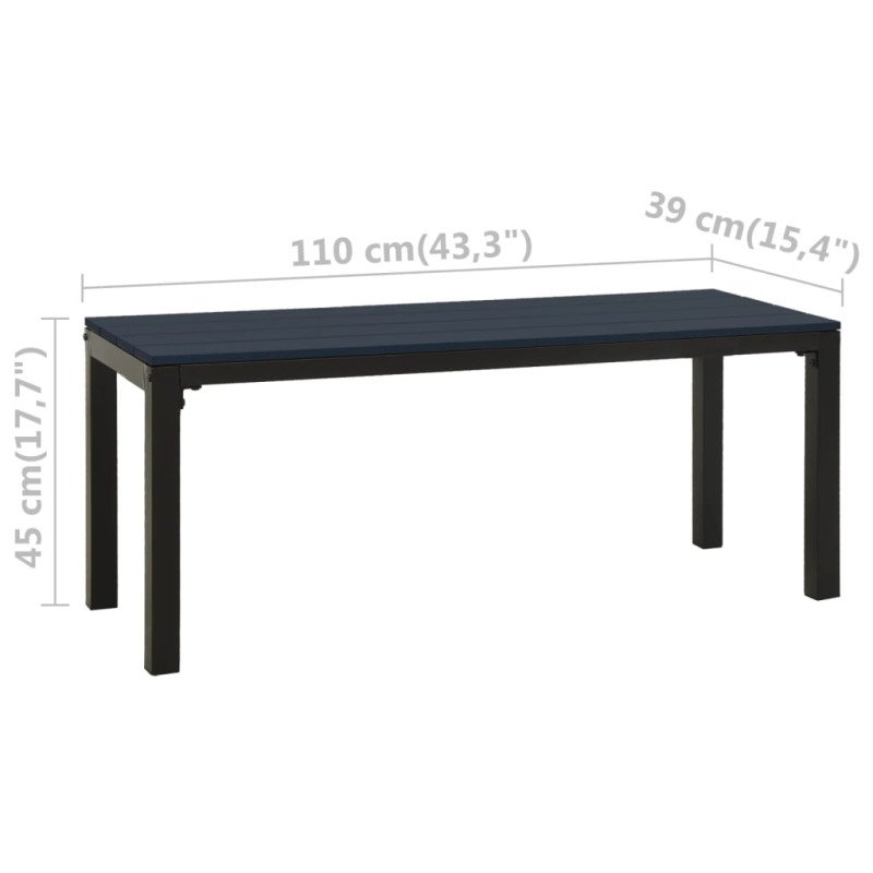 vidaXL Záhradná lavička 110 cm, oceľ a WPC, čierna