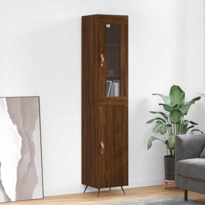 vidaXL Vysoká skrinka hnedý dub 34,5x34x180 cm spracované drevo