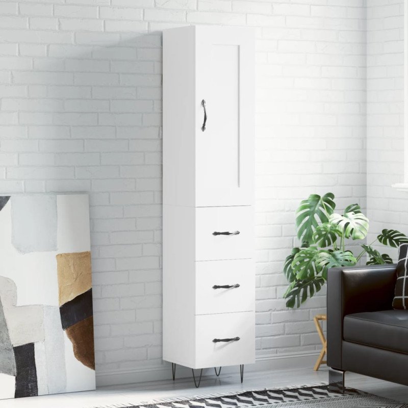 vidaXL Vysoká skrinka biela 34,5x34x180 cm spracované drevo