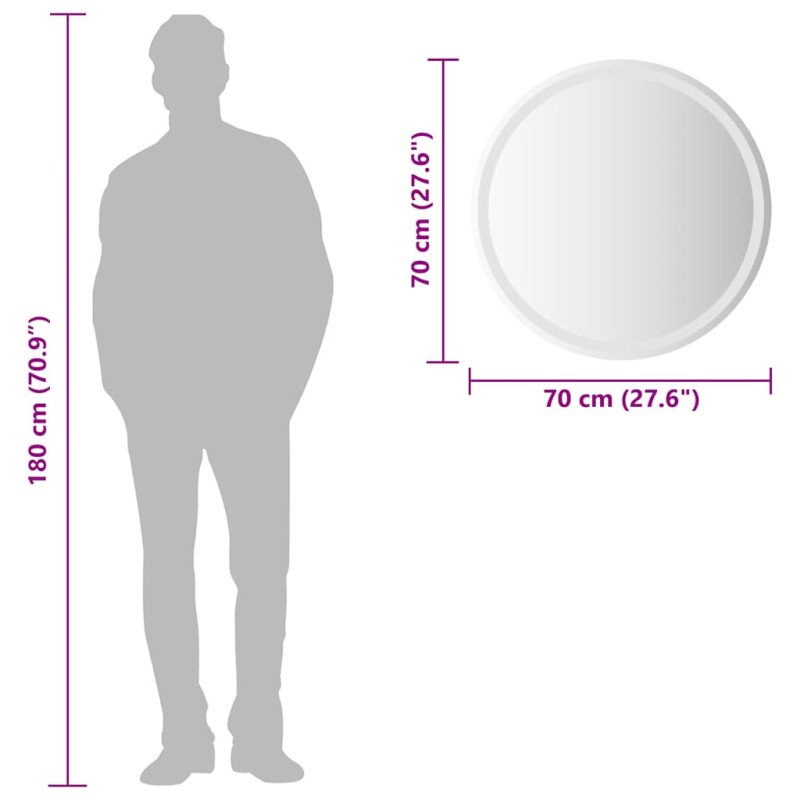 vidaXL LED kúpeľňové zrkadlo 70 cm okrúhle
