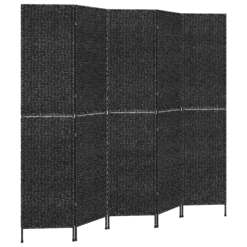 vidaXL Paraván 5-panelový čierny 205x180 cm vodný hyacint