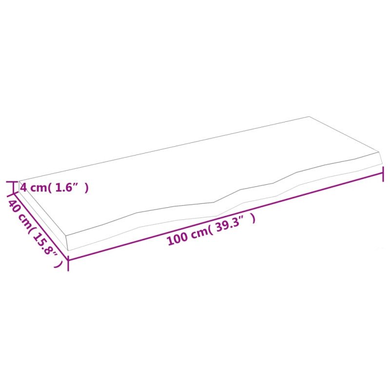 vidaXL Stolová doska 100x40x(2-4) cm neošetrený dubový masív