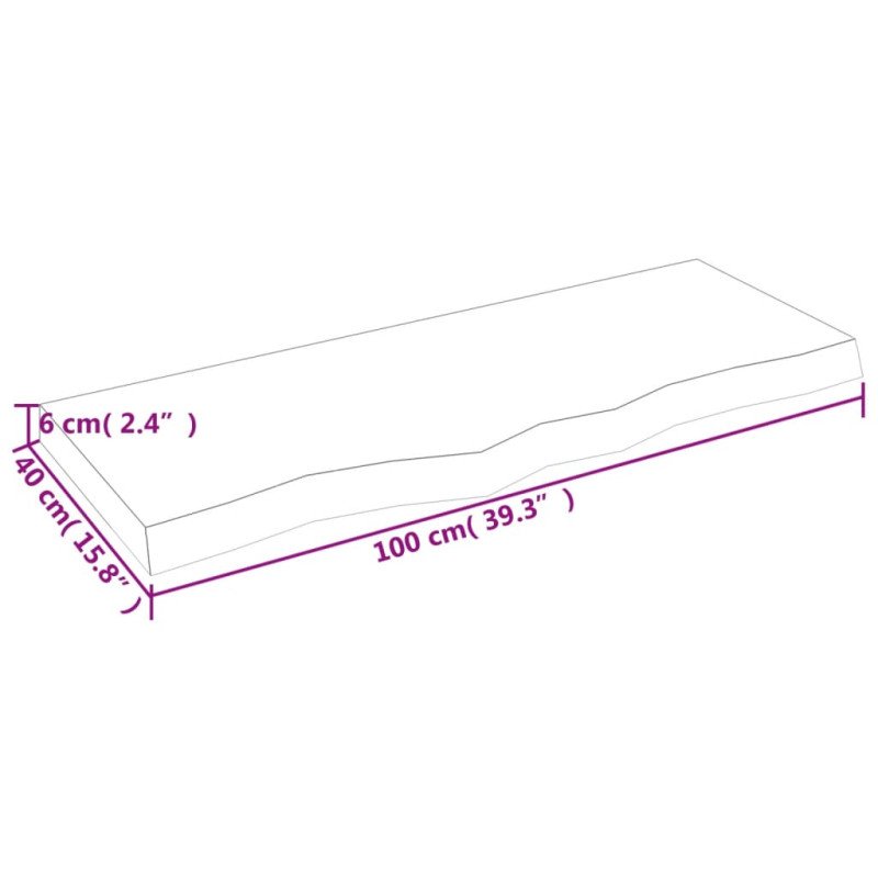 vidaXL Stolová doska tmavosivá 100x40x(2-6) cm ošetrený dubový masív