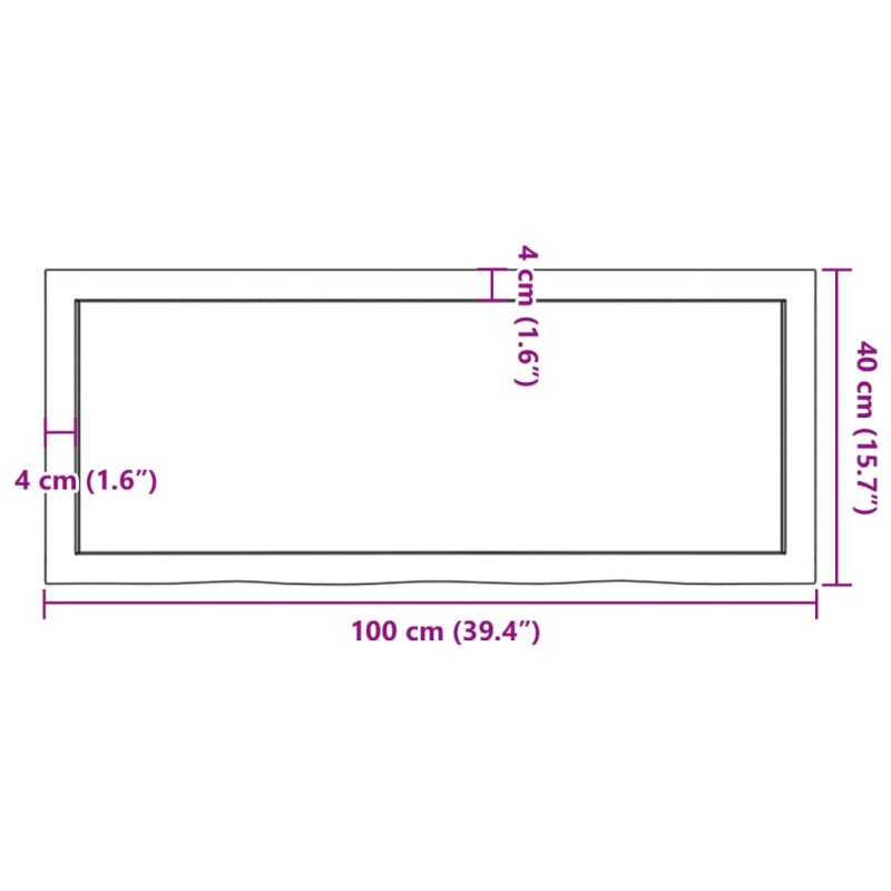 vidaXL Stolová doska tmavosivá 100x40x(2-6) cm ošetrený dubový masív
