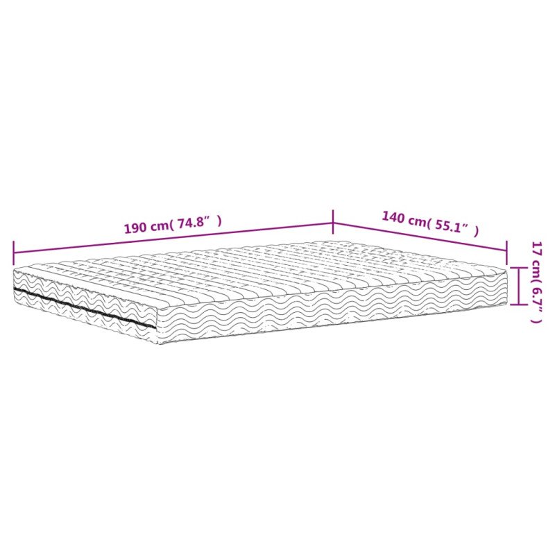 vidaXL Penový matrac biely 140x190 cm tvrdosť H2 H3