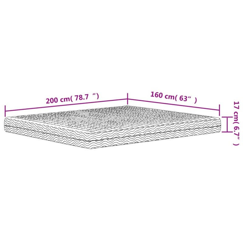 vidaXL Penový matrac biely 160x200 cm tvrdosť H2 H3