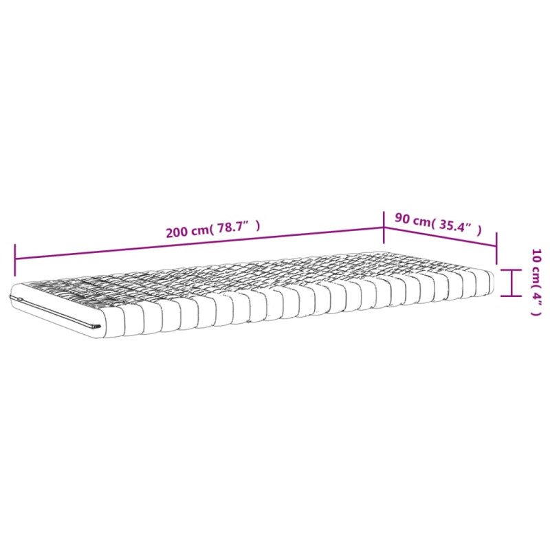 vidaXL Penový matrac biely 90x200 cm 7 zón tvrdosť 20 ILD