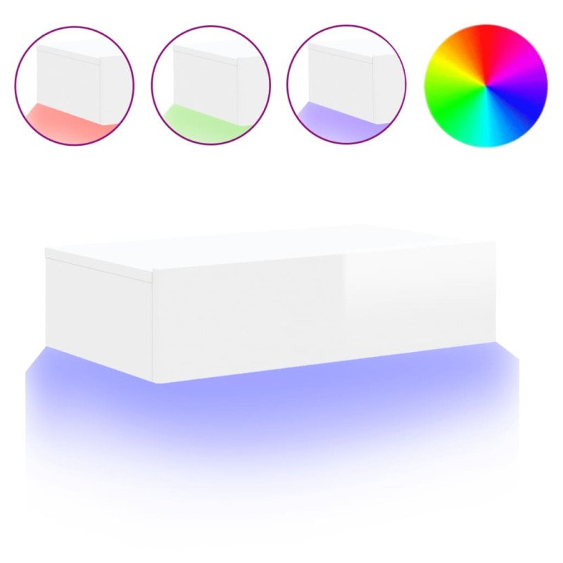 vidaXL TV skrinka s LED svetlami lesklá biela 60x35x15,5 cm