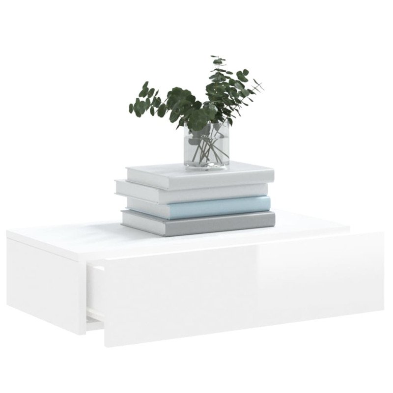 vidaXL TV skrinka s LED svetlami lesklá biela 60x35x15,5 cm