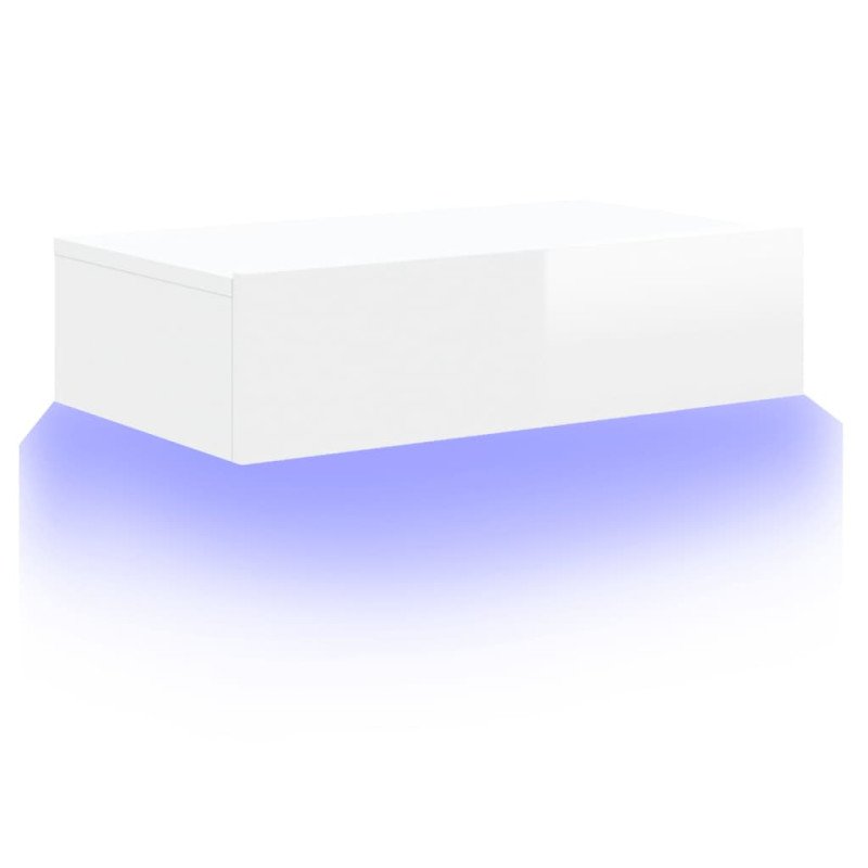 vidaXL TV skrinka s LED svetlami lesklá biela 60x35x15,5 cm