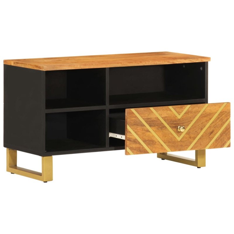 vidaXL TV skrinka hnedo-čierna 80x33,5x46 cm masívne mango