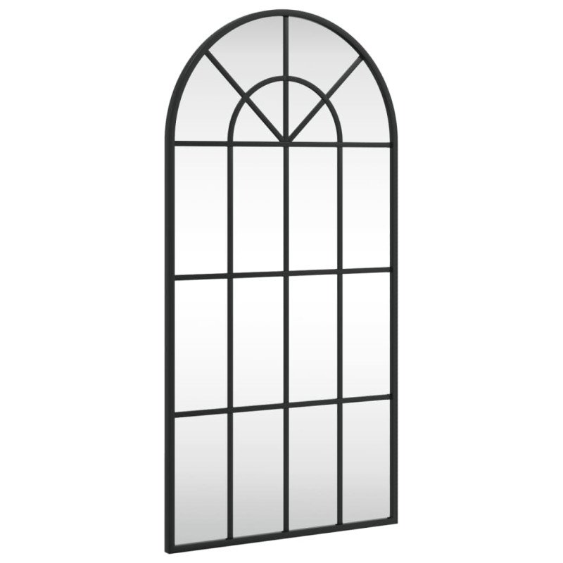vidaXL Nástenné zrkadlo čierne 40x80 cm oblúkové železné