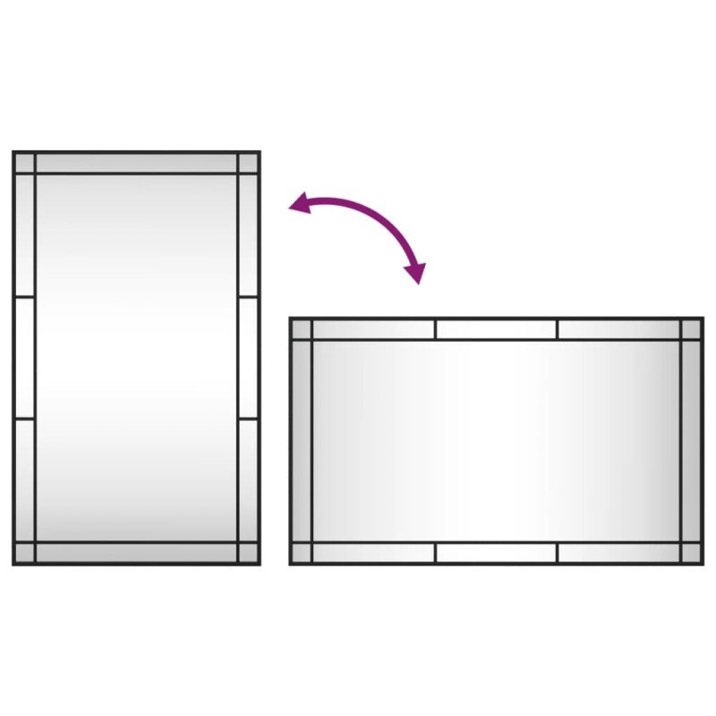 vidaXL Nástenné zrkadlo čierne 60x100 cm obdĺžnikové železné