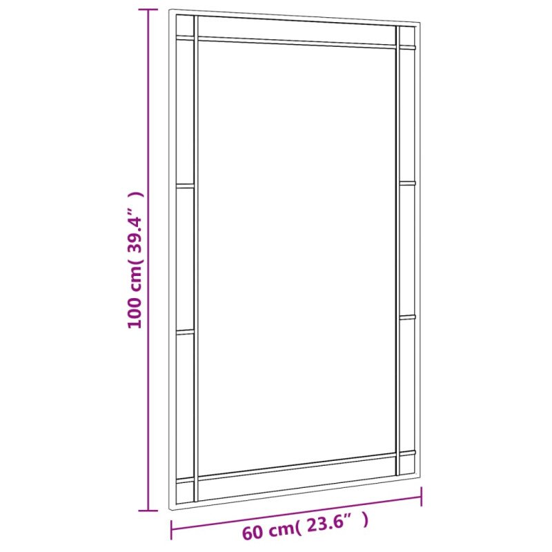 vidaXL Nástenné zrkadlo čierne 60x100 cm obdĺžnikové železné