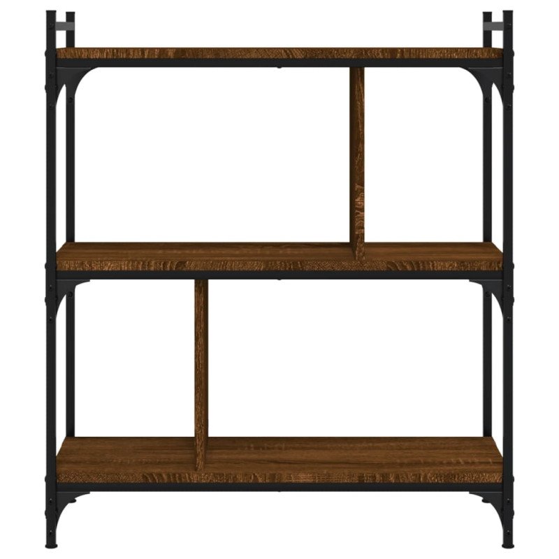 vidaXL Knižnica 3-poschodová hnedý dub 76x32x88 cm kompozitné drevo