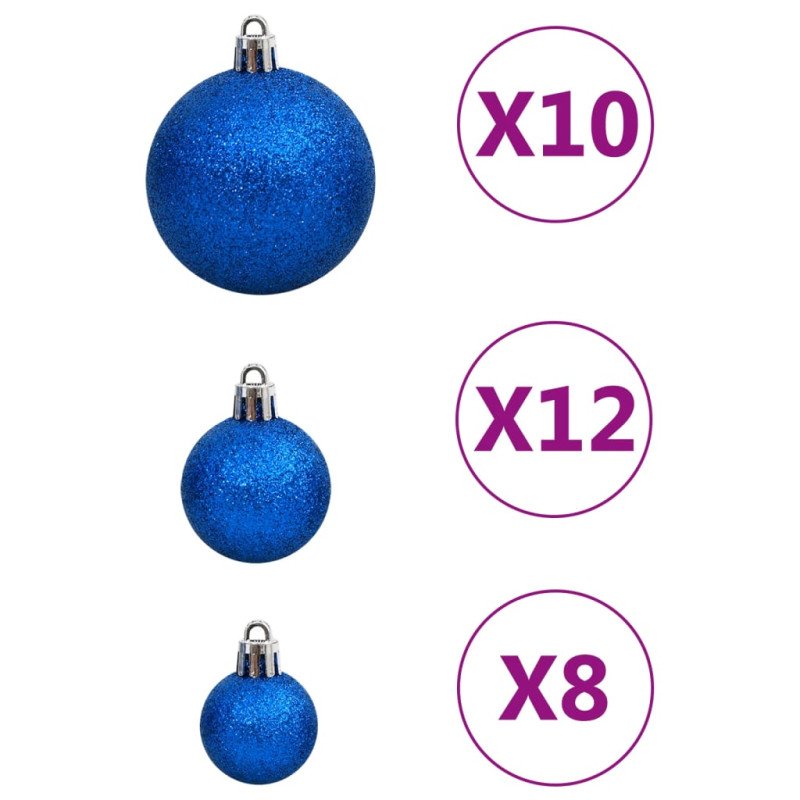 vidaXL 111-dielna sada vianočných ozdôb modrá polystyrén