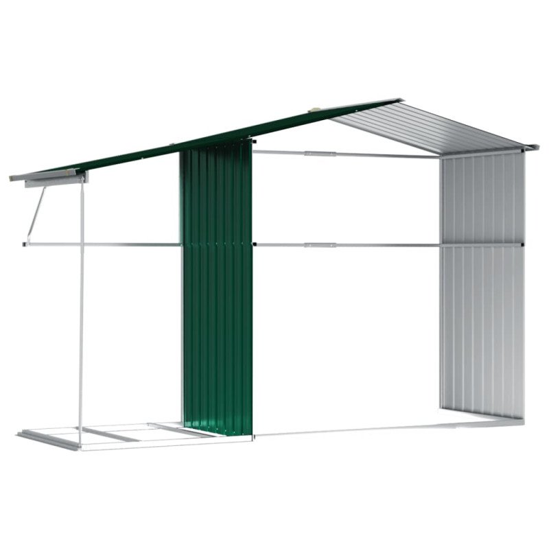 vidaXL Záhradná kôlňa zelená 277x192,5x179 cm pozinkovaná oceľ