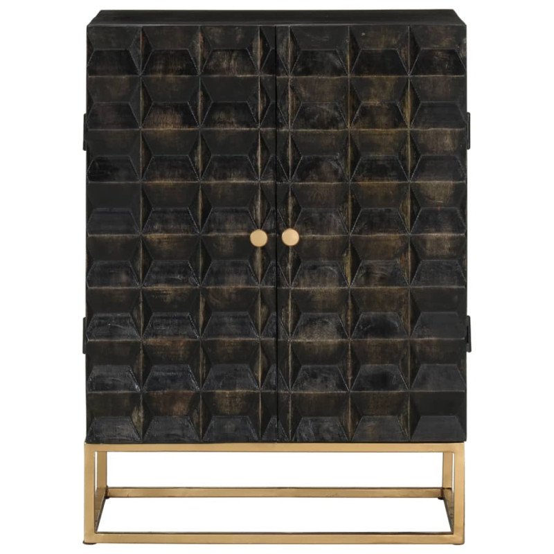 vidaXL Komoda čierna 55x34x75 cm masívne mangovníkové drevo a železo