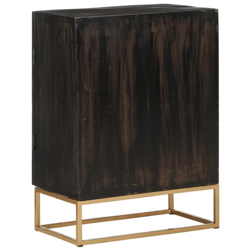 vidaXL Komoda čierna 55x34x75 cm masívne mangovníkové drevo a železo