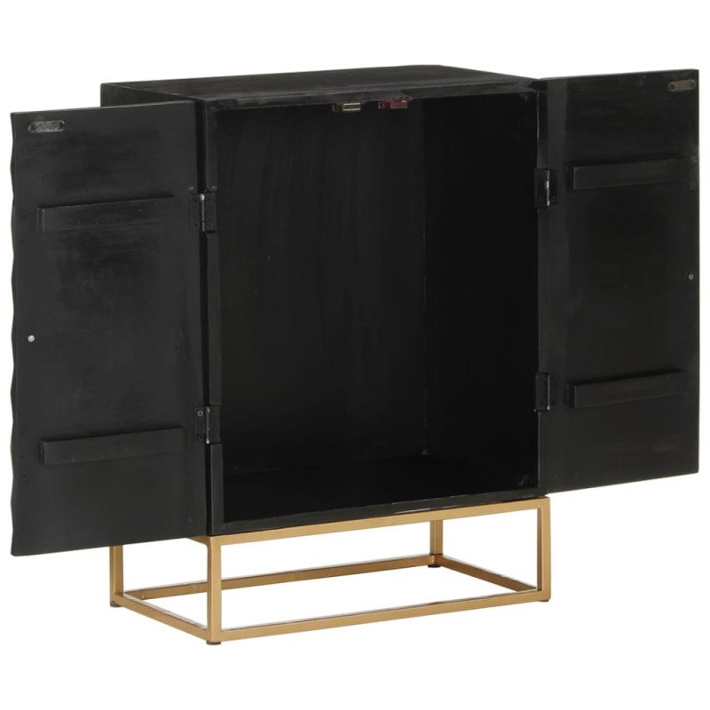 vidaXL Komoda čierna 55x34x75 cm masívne mangovníkové drevo a železo
