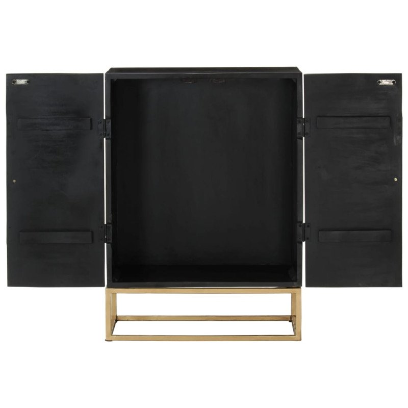 vidaXL Komoda čierna 55x34x75 cm masívne mangovníkové drevo a železo