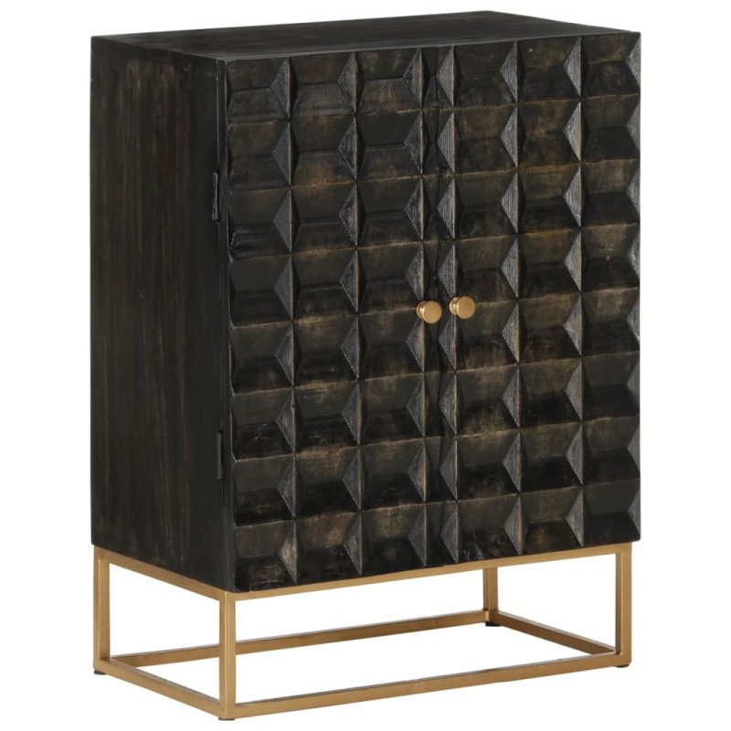 vidaXL Komoda čierna 55x34x75 cm masívne mangovníkové drevo a železo