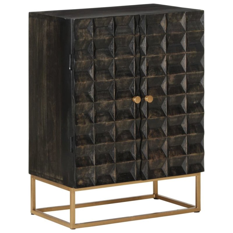 vidaXL Komoda čierna 55x34x75 cm masívne mangovníkové drevo a železo