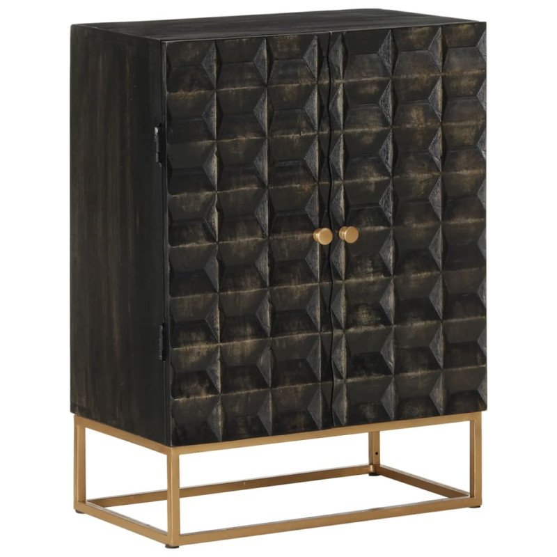 vidaXL Komoda čierna 55x34x75 cm masívne mangovníkové drevo a železo