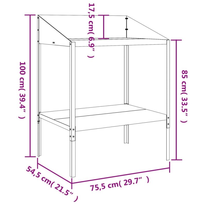 vidaXL Stojan na rastliny antracitový 75,5x54,5x100cm pozinkovaná oceľ