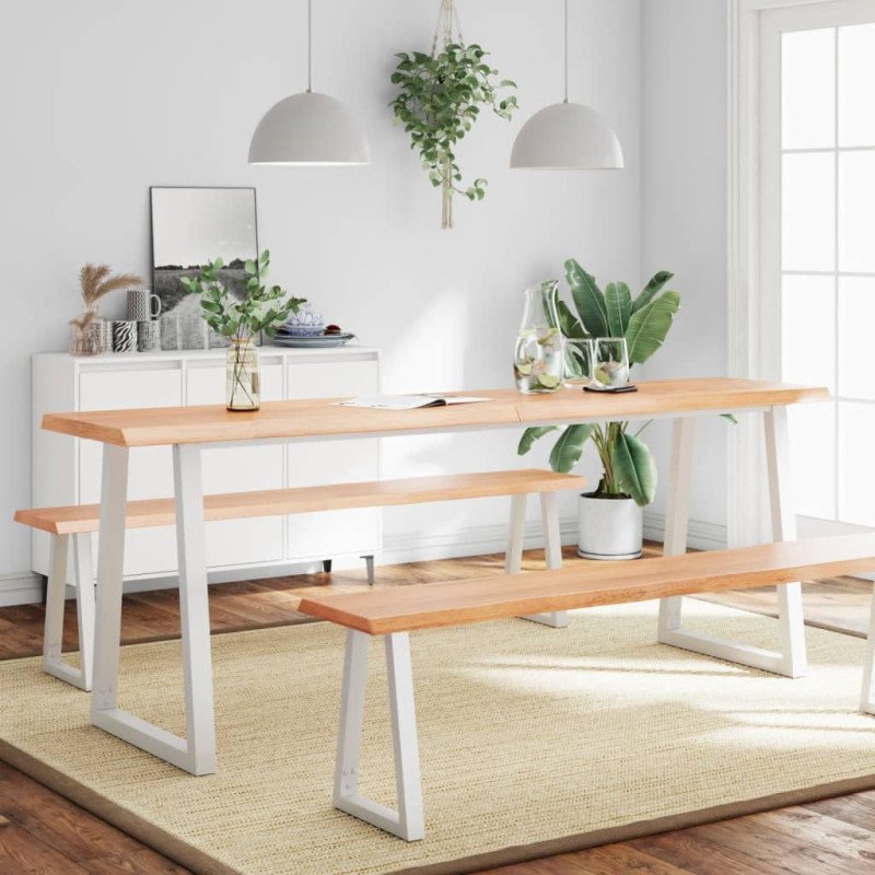 vidaXL Stolová doska svetlohnedá 220x60x(2-4)cm ošetrený masív hrany