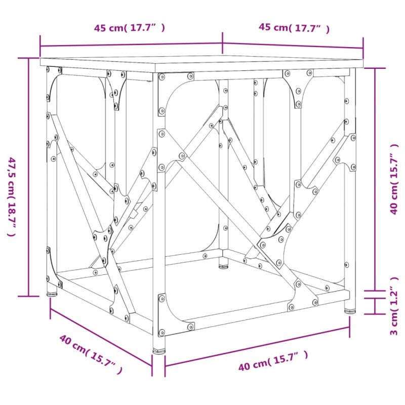 vidaXL Konferenčný stolík hnedý dub 45x45x47,5 cm kompozitné drevo