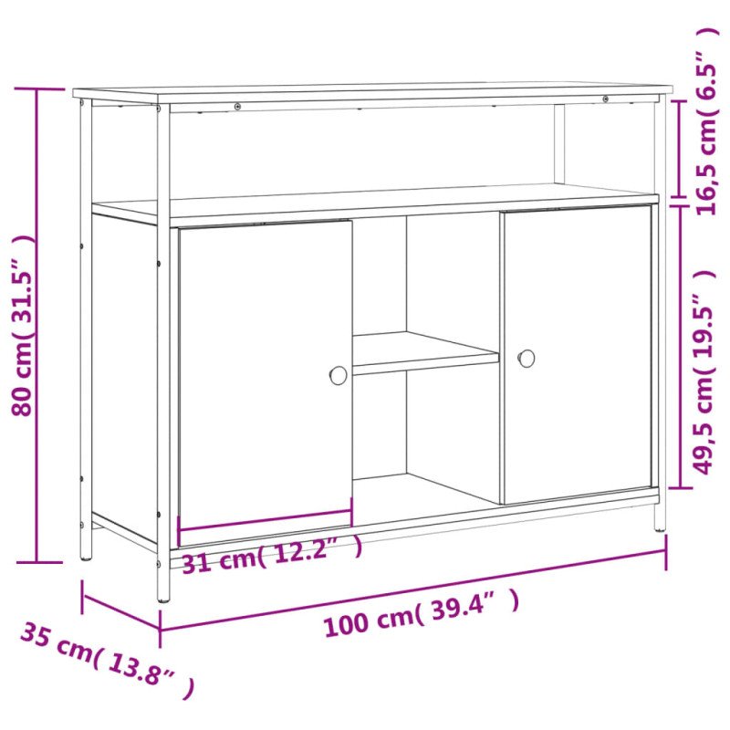 vidaXL Komoda hnedý dub 100x35x80 cm kompozitné drevo