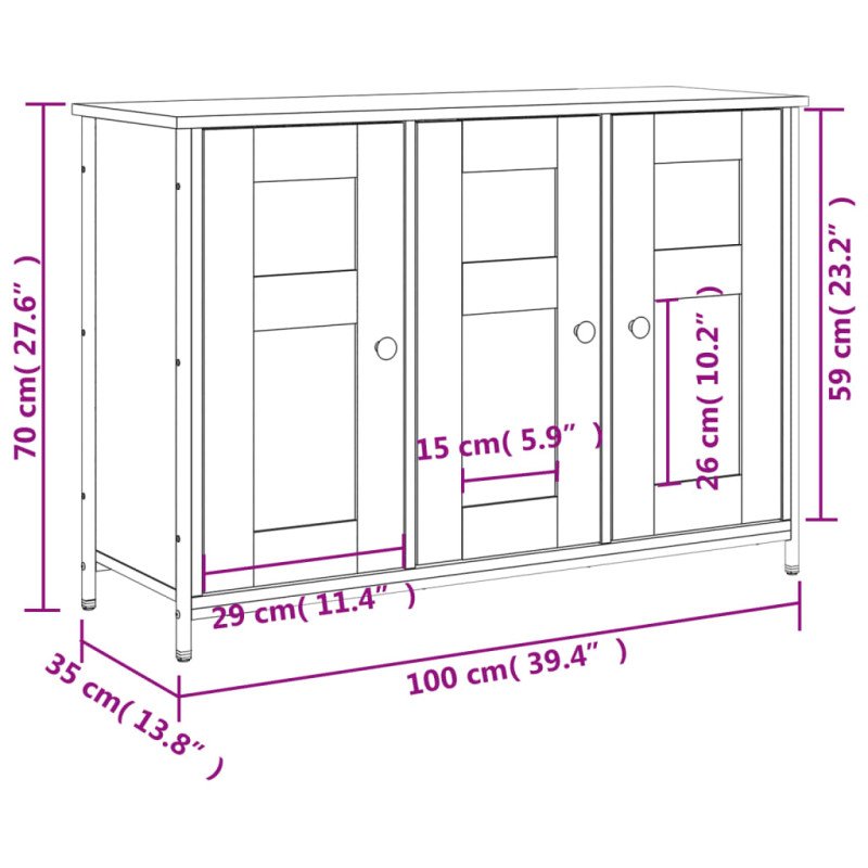 vidaXL Komoda sivá sonoma 100x35x70 cm kompozitné drevo