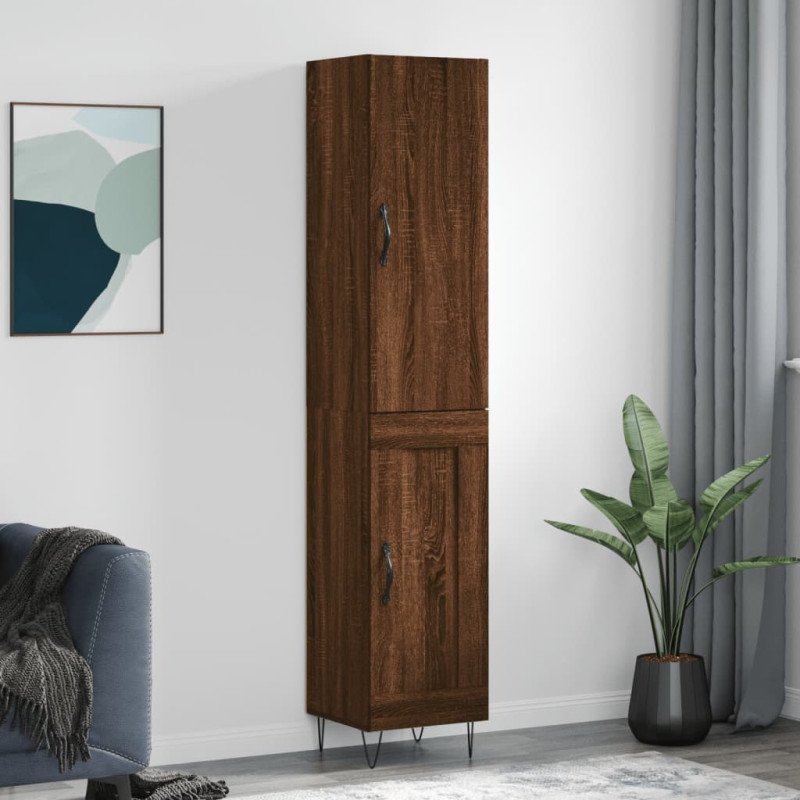 vidaXL Vysoká skrinka hnedý dub 34,5x34x180 cm spracované drevo
