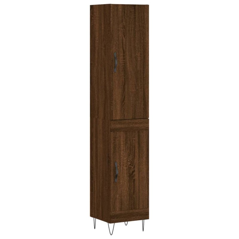 vidaXL Vysoká skrinka hnedý dub 34,5x34x180 cm spracované drevo