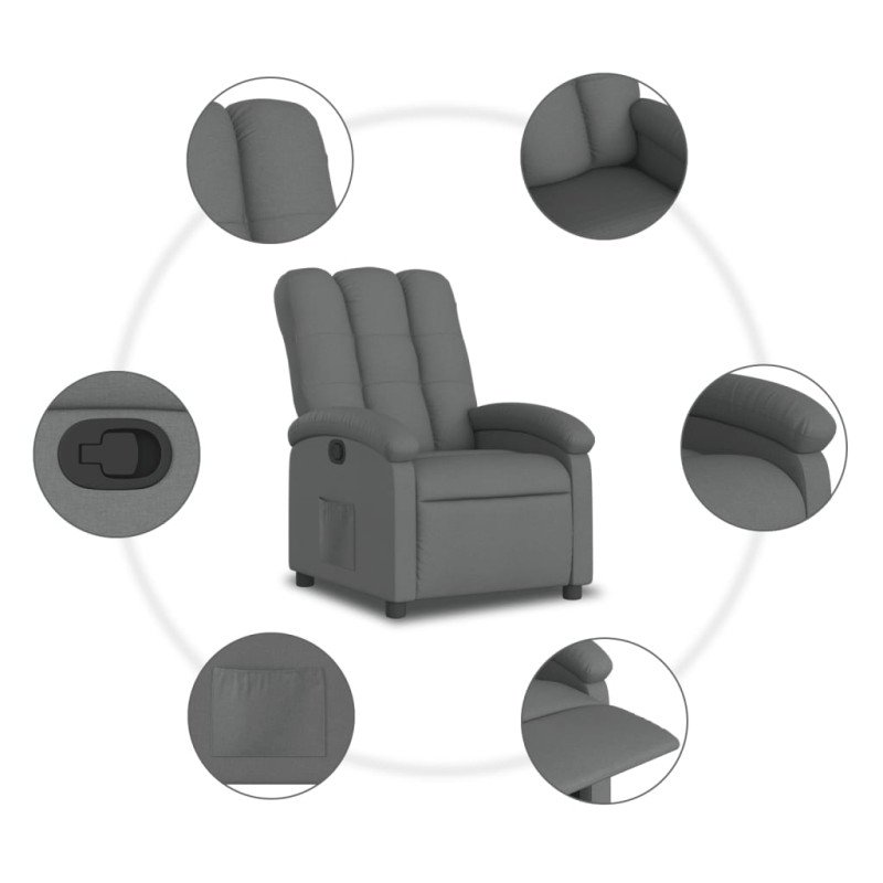 vidaXL Sklápacie kreslo tmavosivé látkové