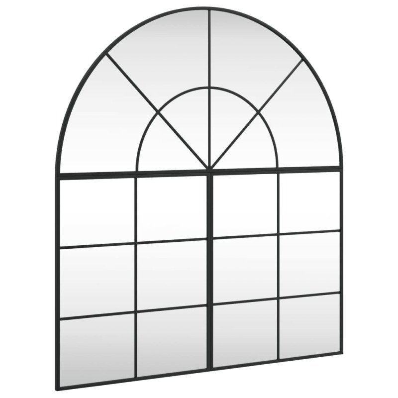 vidaXL Nástenné zrkadlo čierne 100x110 cm oblúkové železné