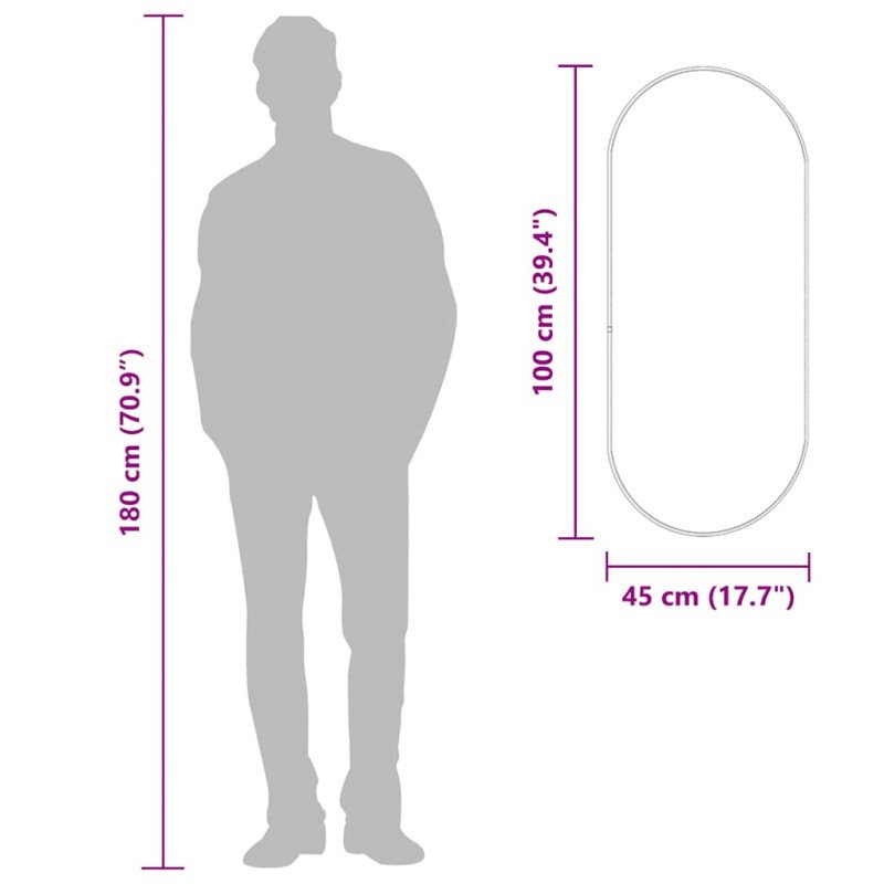 vidaXL Nástenné zrkadlo strieborné 100x45 cm oválne