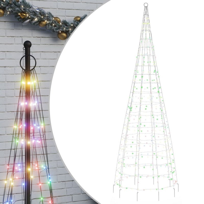 vidaXL Svetlo na vianočný stromček na stožiar 550 LED farebné 180 cm