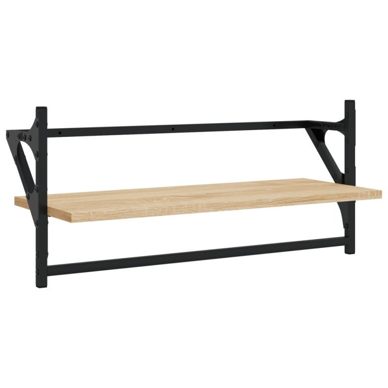 vidaXL Nástenné police s tyčami 2 ks dub sonoma 65x25x30 cm