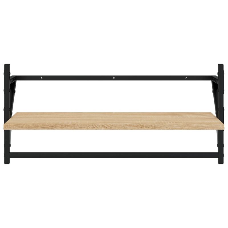 vidaXL Nástenné police s tyčami 2 ks dub sonoma 65x25x30 cm