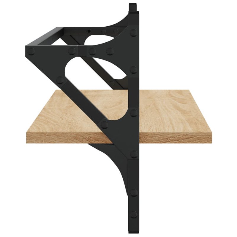 vidaXL Nástenné police s tyčami 2 ks dub sonoma 65x25x30 cm