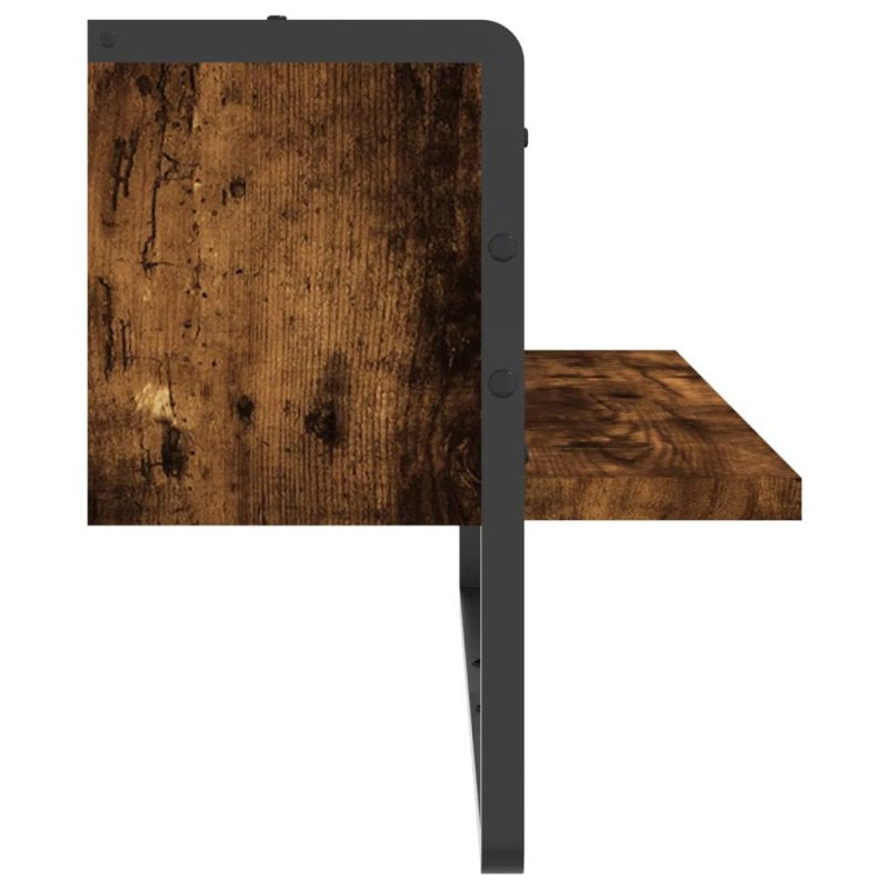 vidaXL Nástenná polica s tyčou dymový dub 65x25x30 cm