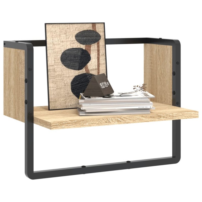 vidaXL Nástenná polica s tyčou dub sonoma 40x25x30 cm