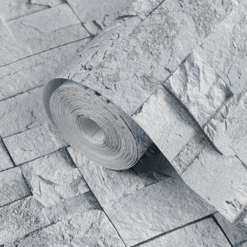 vidaXL Tapeta 3D vzhľad kameňa svetlosivá