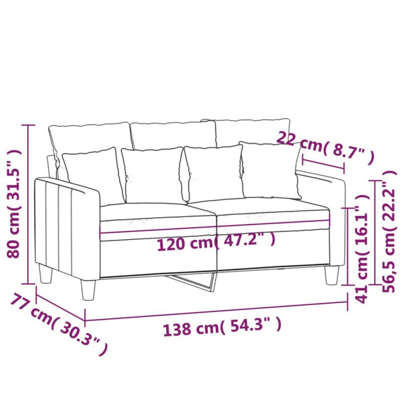 vidaXL 2-miestna pohovka krémová 120 cm látka