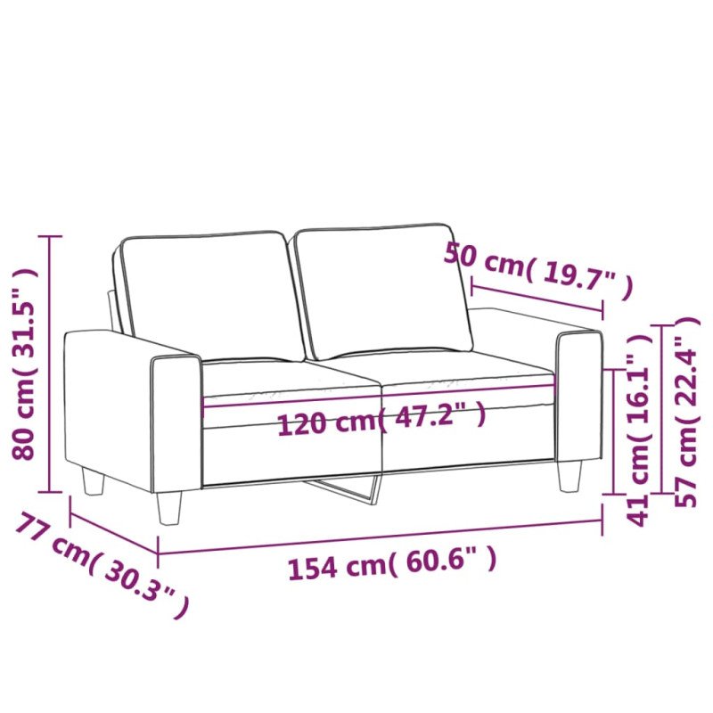 vidaXL 2-miestna pohovka čierna 120 cm látka