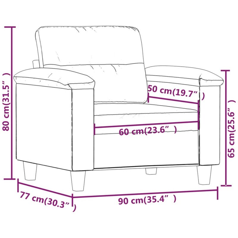 vidaXL Kreslo svetlosivé 60 cm mikrovláknová látka