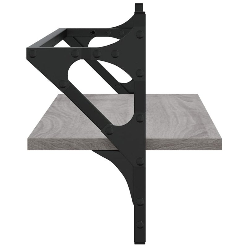 vidaXL Nástenné police s tyčami 2 ks sivé sonoma 65x25x30 cm